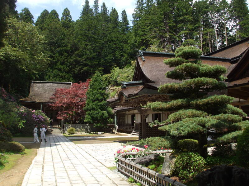 Temple and main hall at Kongō Sanmai-in at Kōya-san.