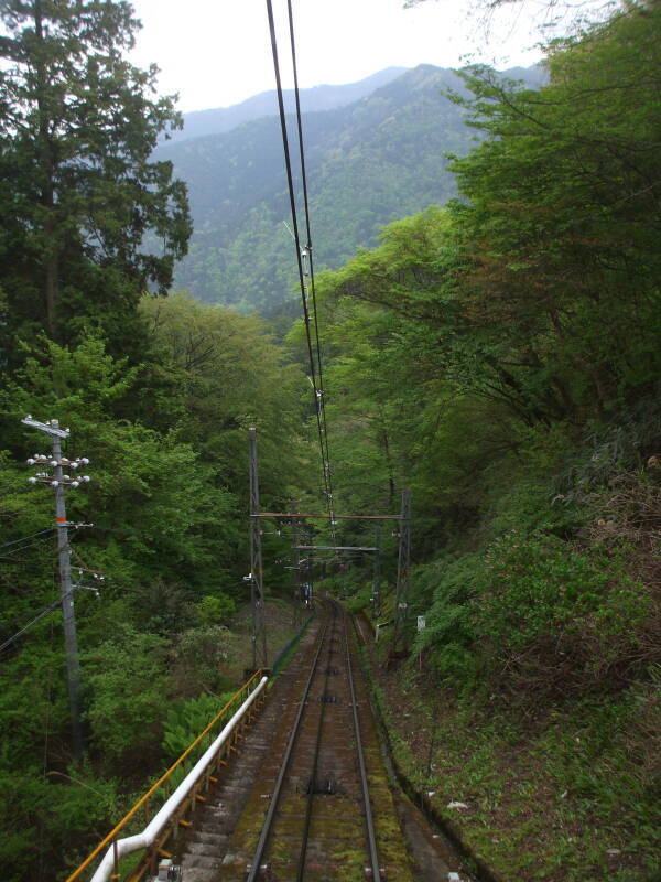 View down the mountain from the cable car at Kōya-san.