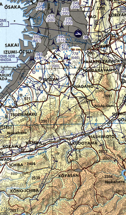Map of Osaka to Kōya-san area, map TPC G-11D