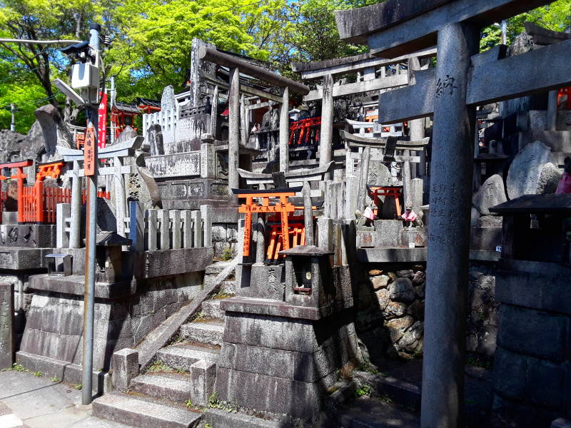 Shrines at the peak of the main path at Fushimi Inari-taisha shrine.