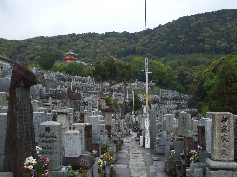 Approaching Kiyomizu-dera through the cemetery.