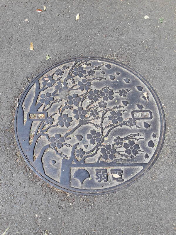 Custom manhole cover in Ueno park in Tōkyō.