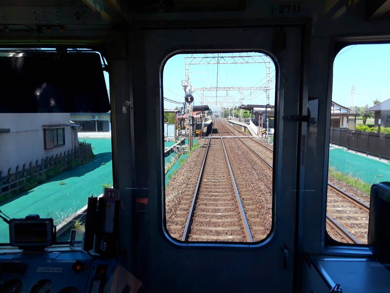 View forward down the track in an express train from Ise to Nagoya.
