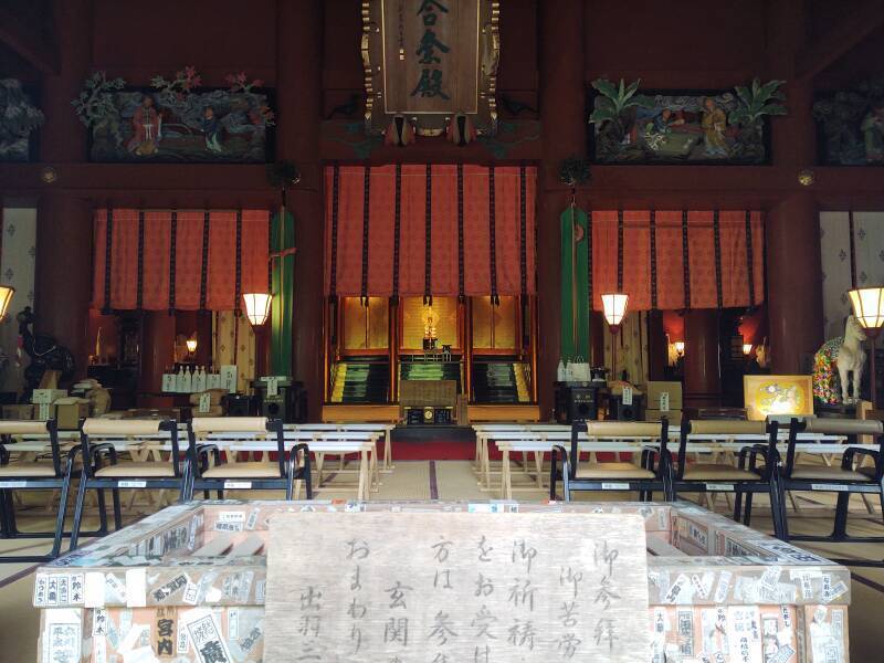 Interior of Dewasanzan-jinja, the main shrine.