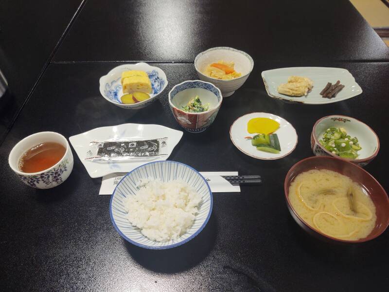 Breakfast at my ryokan at the base of Mount Haguro.