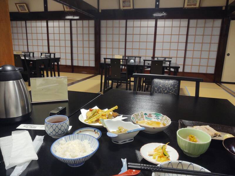 Dining room at my ryokan at the base of Mount Haguro.