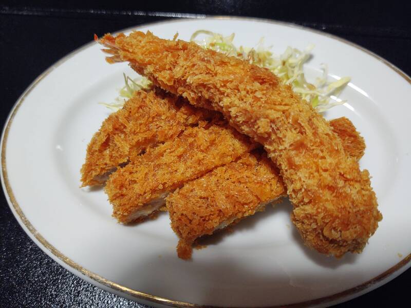Katsu chicken and shrimp.