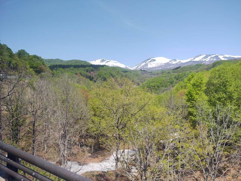 View from the bus from Tsuruoka through the mountains to Yamagata.