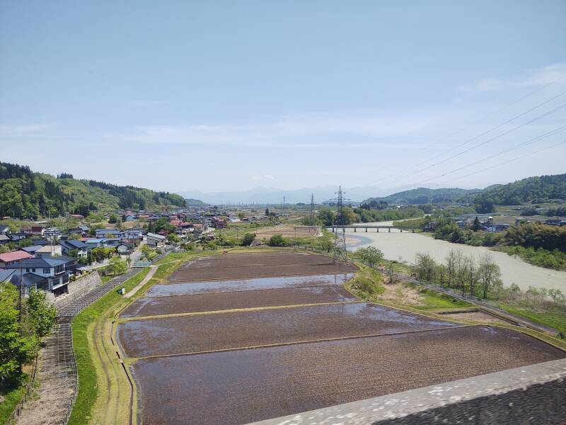 View from the bus from Tsuruoka through the basin near Yamagata.