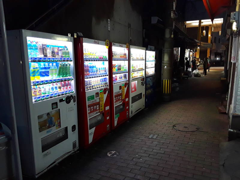 Streets at night in Nagasaki.