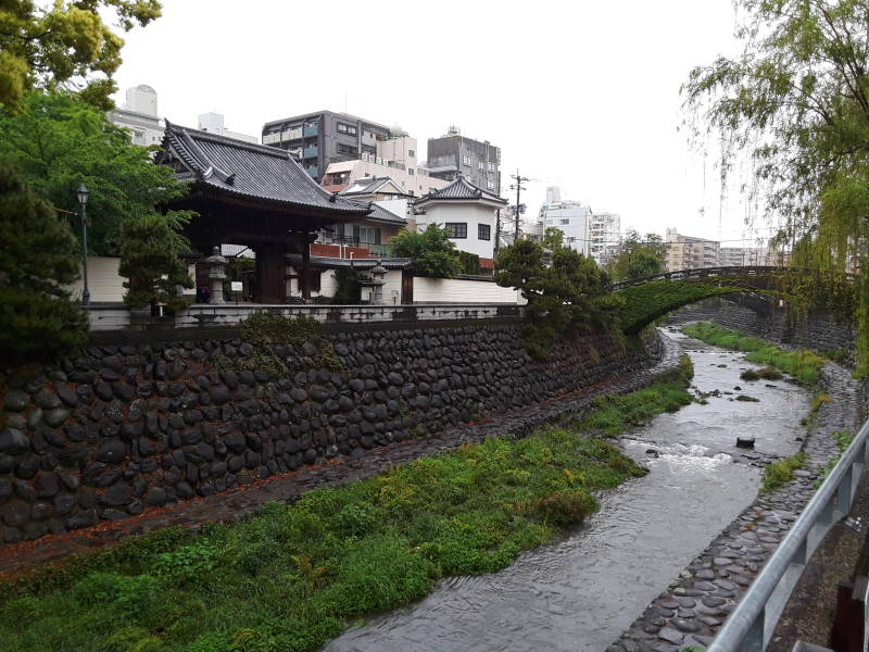 Temple across the stream from the Akari Hostel in Nagasaki.