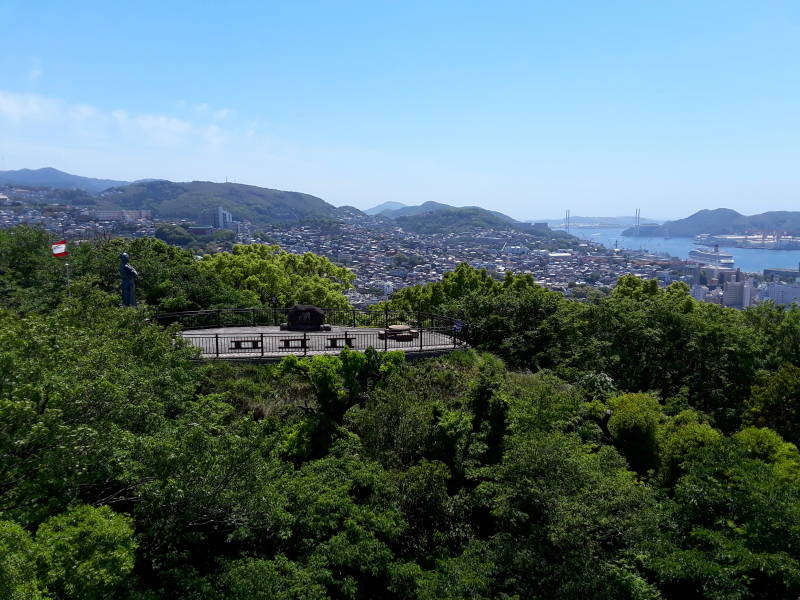 View south from the park overlooking Nagasaki and the harbor.
