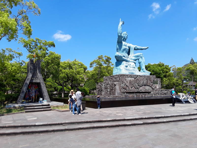 Peace Prayer Statue at the Peace Park Park in Nagasaki.