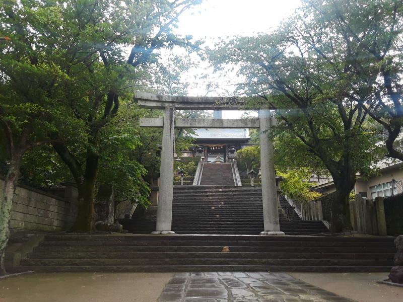 Climbing up the stairs to Suwa Jinja in Nagasaki.