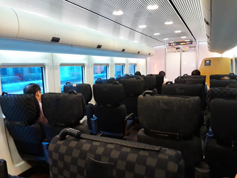 On board the train from Hakata Station in Fukuoka to Nagasaki.