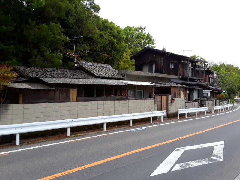 Houses along the road from Miyanoura to Honmura on Naoshima.
