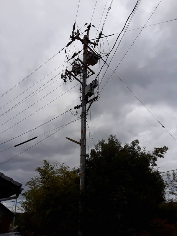 Electrical power lines in Honmura on Naoshima.