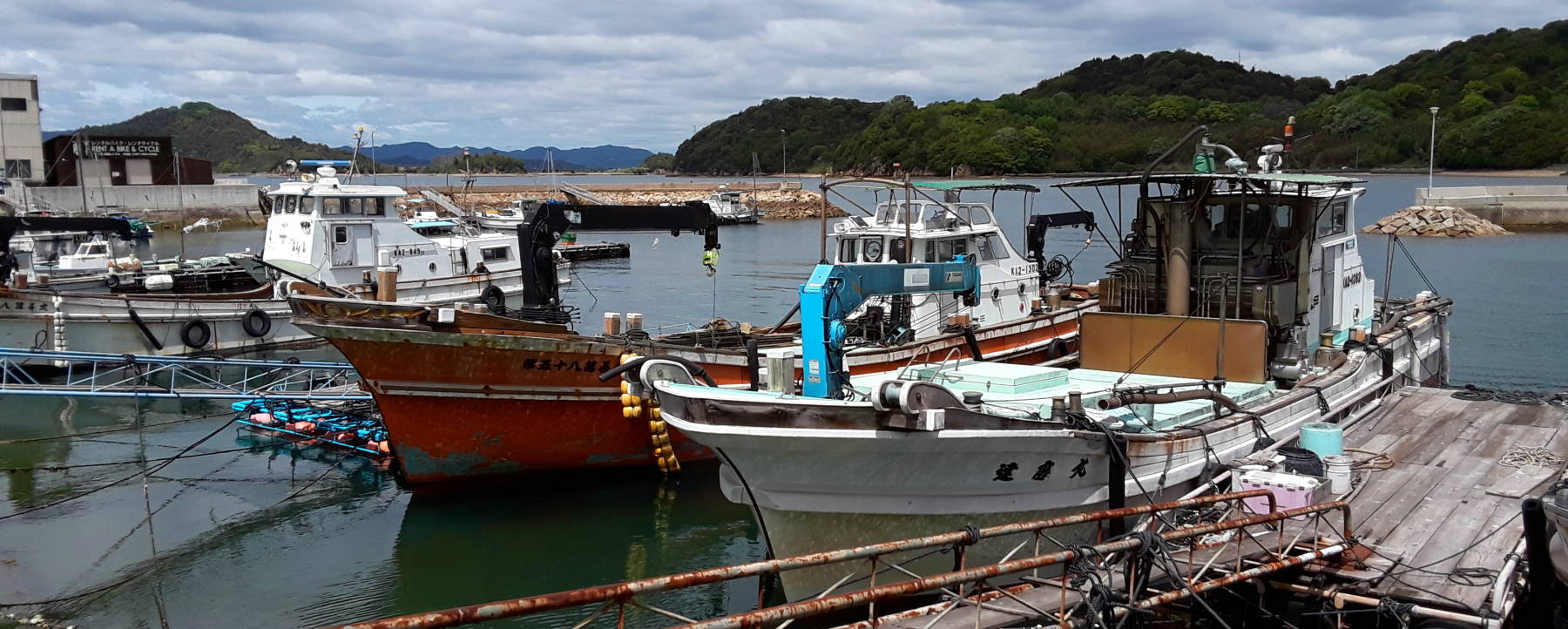 Fishing boats at the Honmura port on Naoshima.