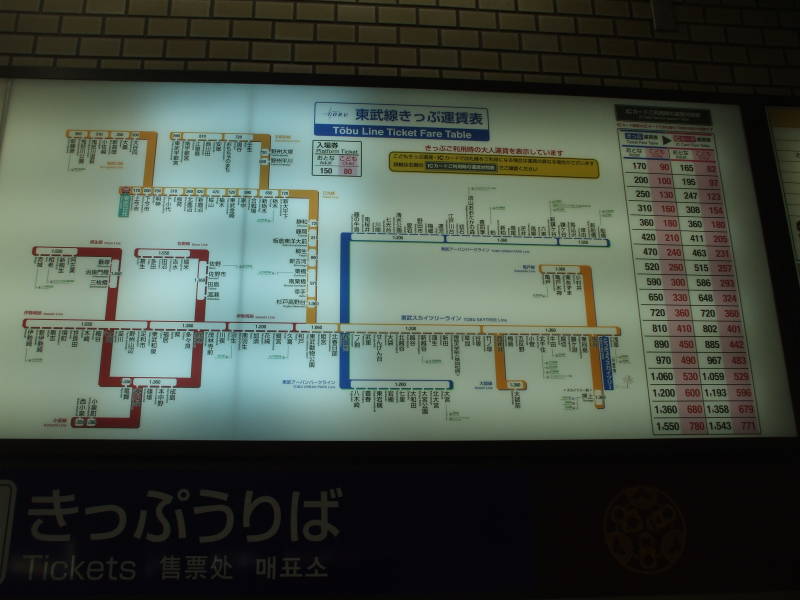 Railway map and ticket machine in the train station in Nikkō.