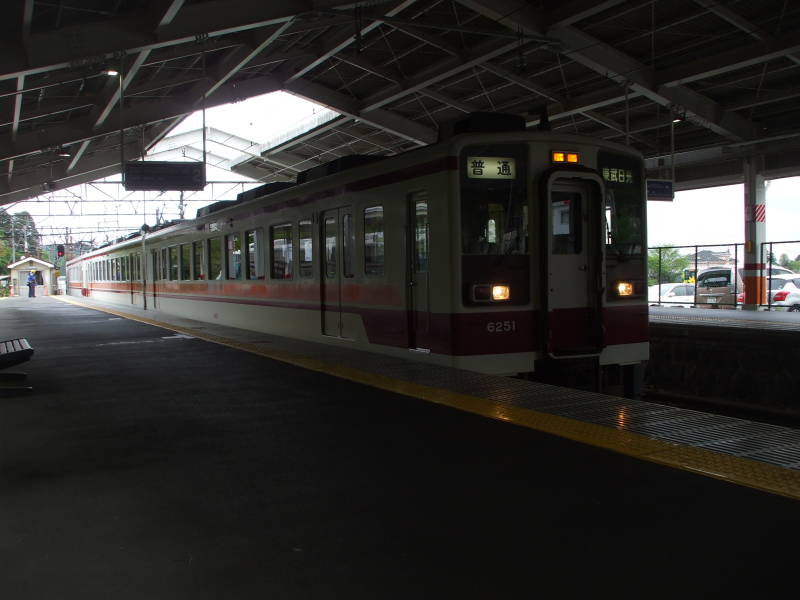Train in the train station in Nikkō.