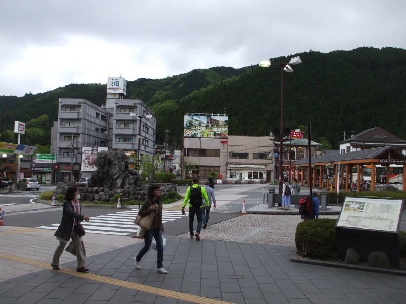 The square outside the train station in Nikkō.