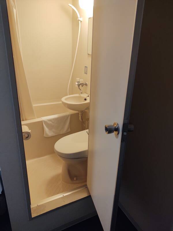 Prefabricated capsule bathroom in Hotel 910.