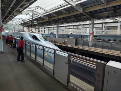 Kyūshū Shinkansen preparing to leave Kagoshima Chūō Station.