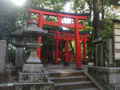 Torii or sacred gates at Okazaki Shintō shrine in Kyōto.
