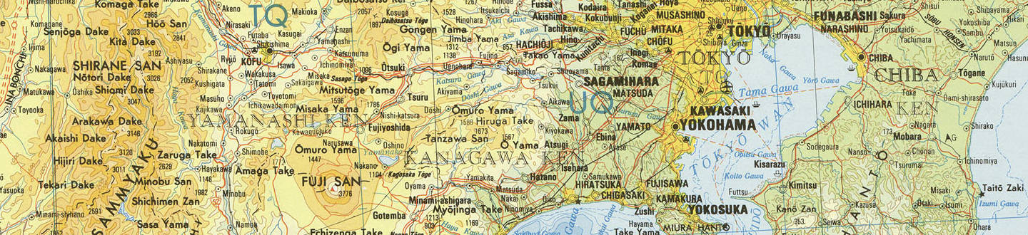 Map of Japan showing Tōkyō.