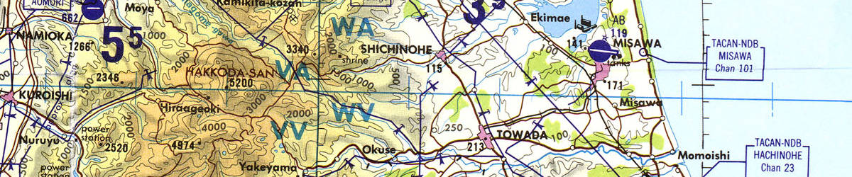 TPC F-10C shows Misawa AFB and the northern Japanese coast.