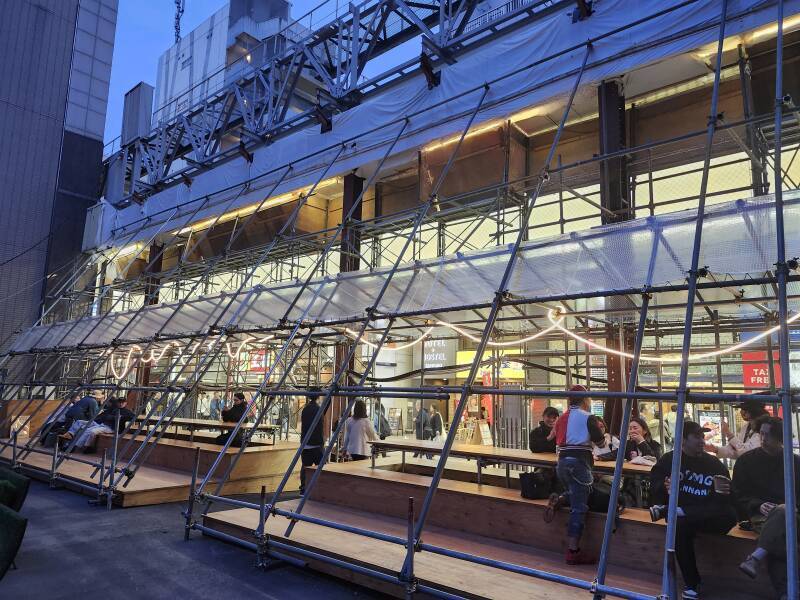 Pop-up beer garden along Tanukikoji.