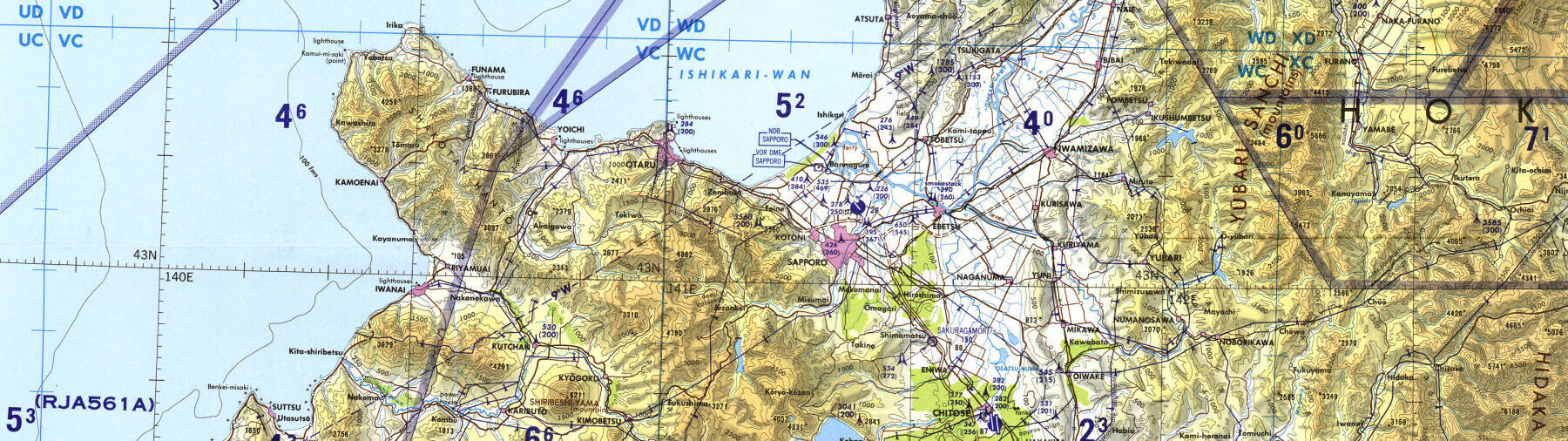 Map of Hokkaidō around Sapporo.