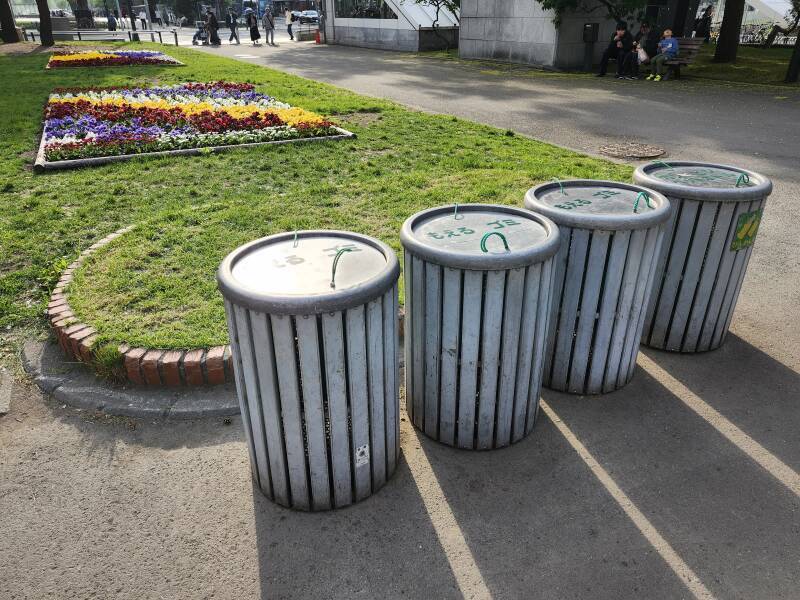 Trash cans in Sapporo.