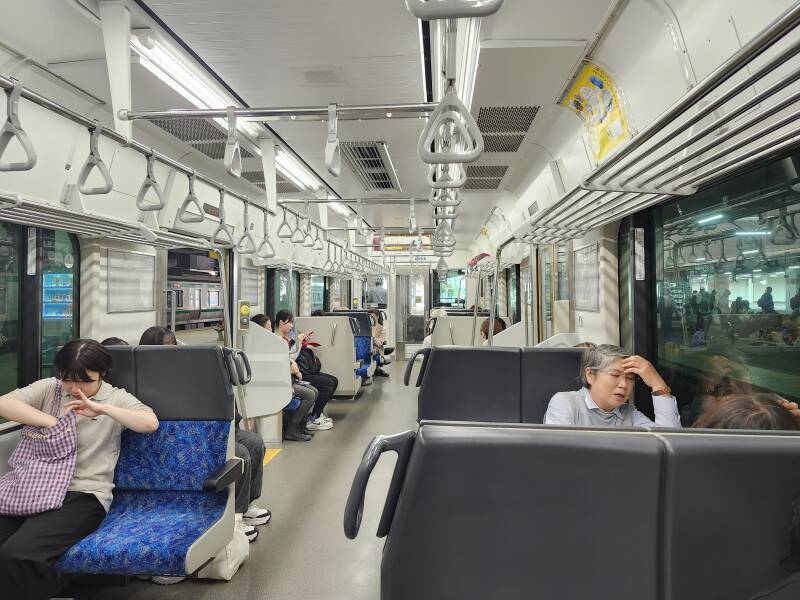 On board Senzan Line train at Sendai Station, bound for Yamagata Station.