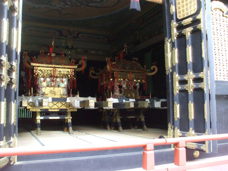 Palanquin or portable shrine to carry the goshintai or 'god-body' at Tōshō-gū, a shrine at the tomb of Tokugawa Ieyasu at Nikkō.
