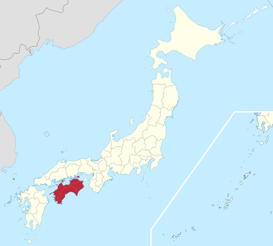 Map of Japan showing Shikoku, from https://commons.wikimedia.org/wiki/File:Shikoku_Region_in_Japan.svg