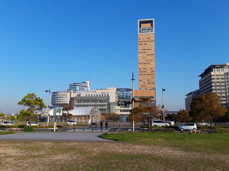 Tall buildings near the port in Takamatsu.
