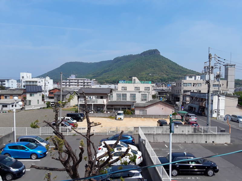 Yashima peninsula as seen from the train station.
