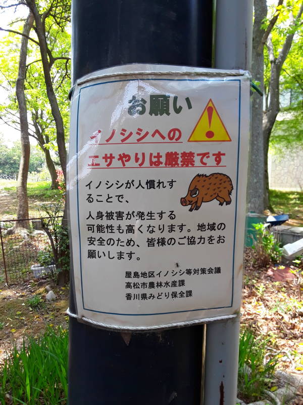 Wild pig warning on the Yashima peninsula.