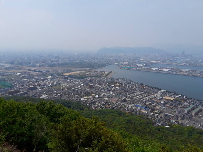 View of Takamatsu port and the inland sea from Yashima temple.
