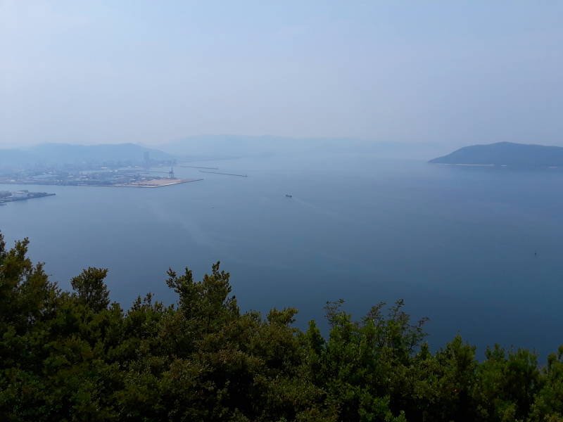 View of Takamatsu port and the inland sea from the end of the Yashima peninsula.