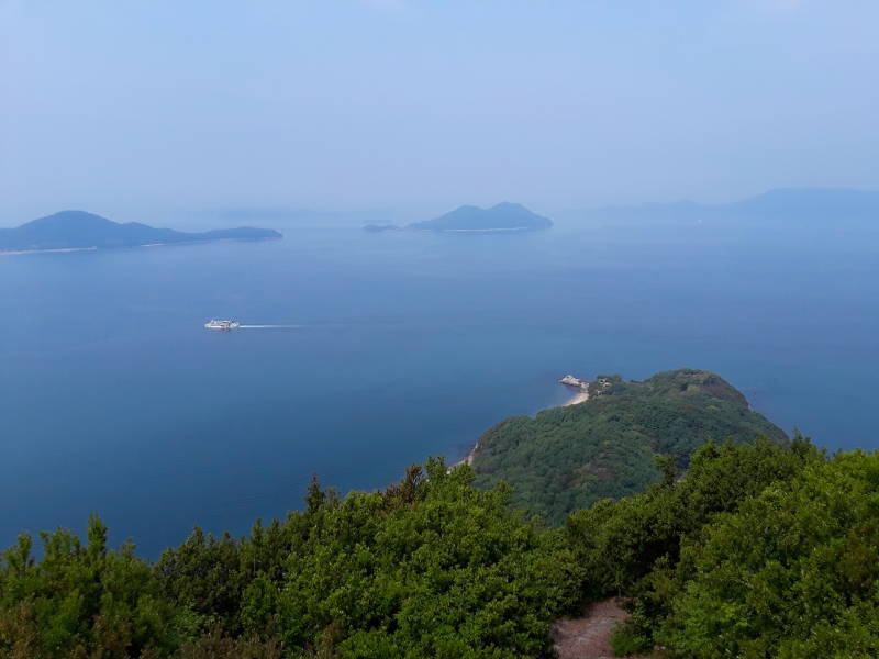 View of Takamatsu port and the inland sea from the end of the Yashima peninsula.