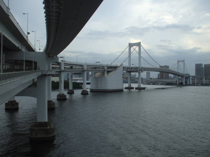 Rainbow Bridge over Tokyo Harbor.