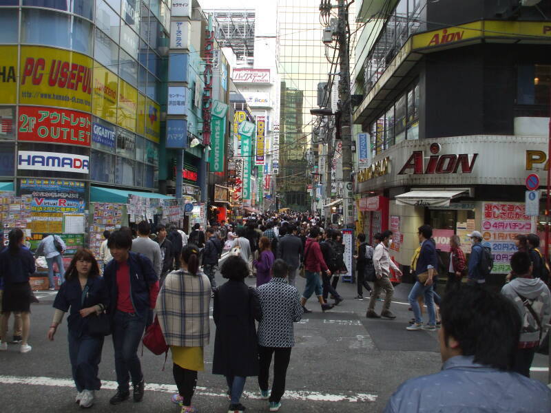 Crowded streets in Akihabara.