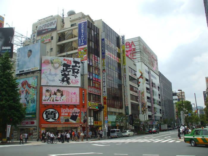 Crowded streets in Akihabara.