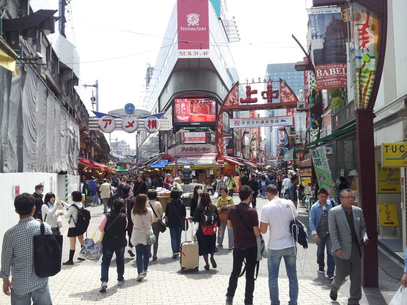 Ameya-Yokochō market under the Yamanote Line tracks.