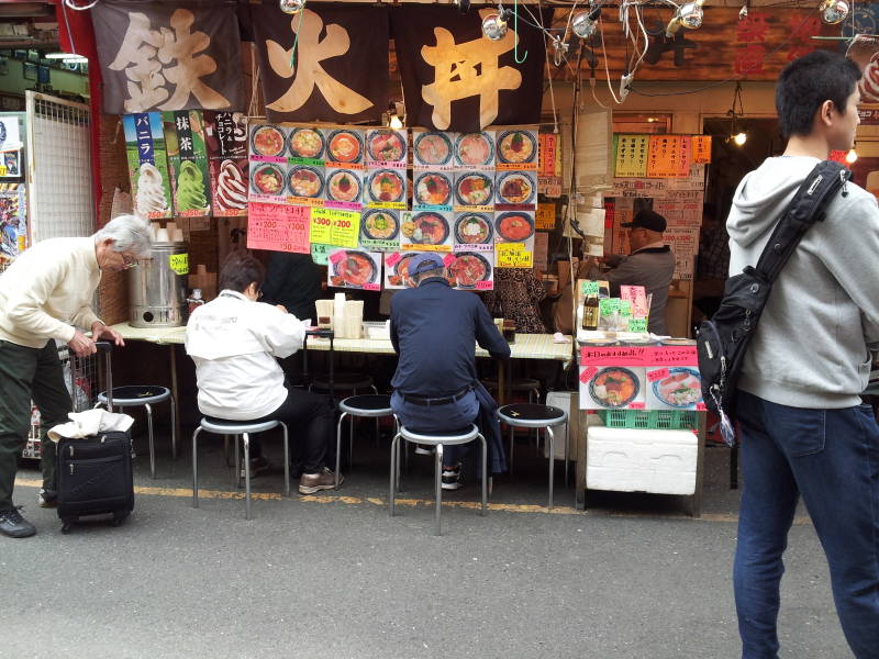 Small restaurant in the Ameya-Yokochō market under the Yamanote Line tracks.