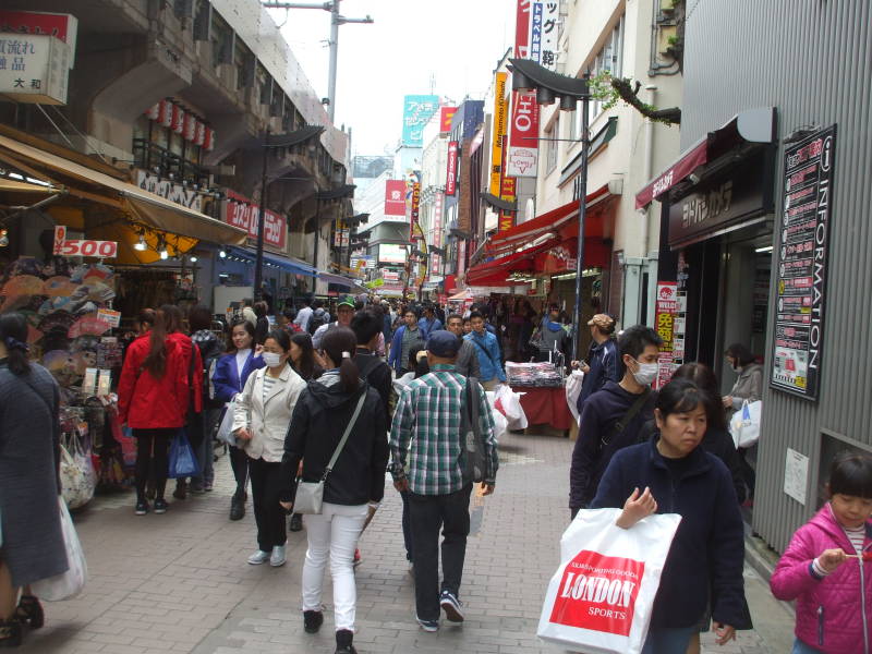 Ameya-Yokochō market under the Yamanote Line tracks.