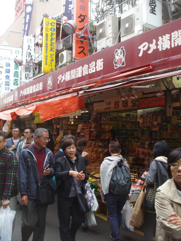 Ameya-Yokochō market under the Yamanote Line tracks.