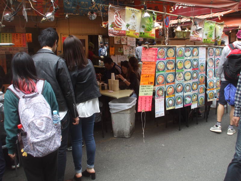 Small restaurant in Ameya-Yokochō market under the Yamanote Line tracks.